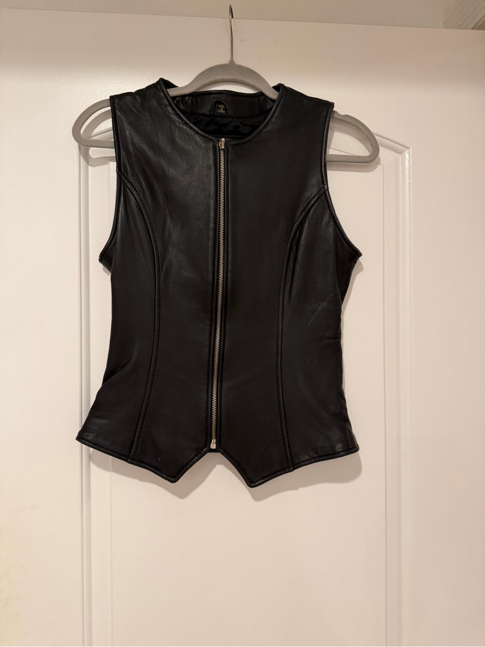 Rem Garson Black Leather Zip-Front Women's Vest